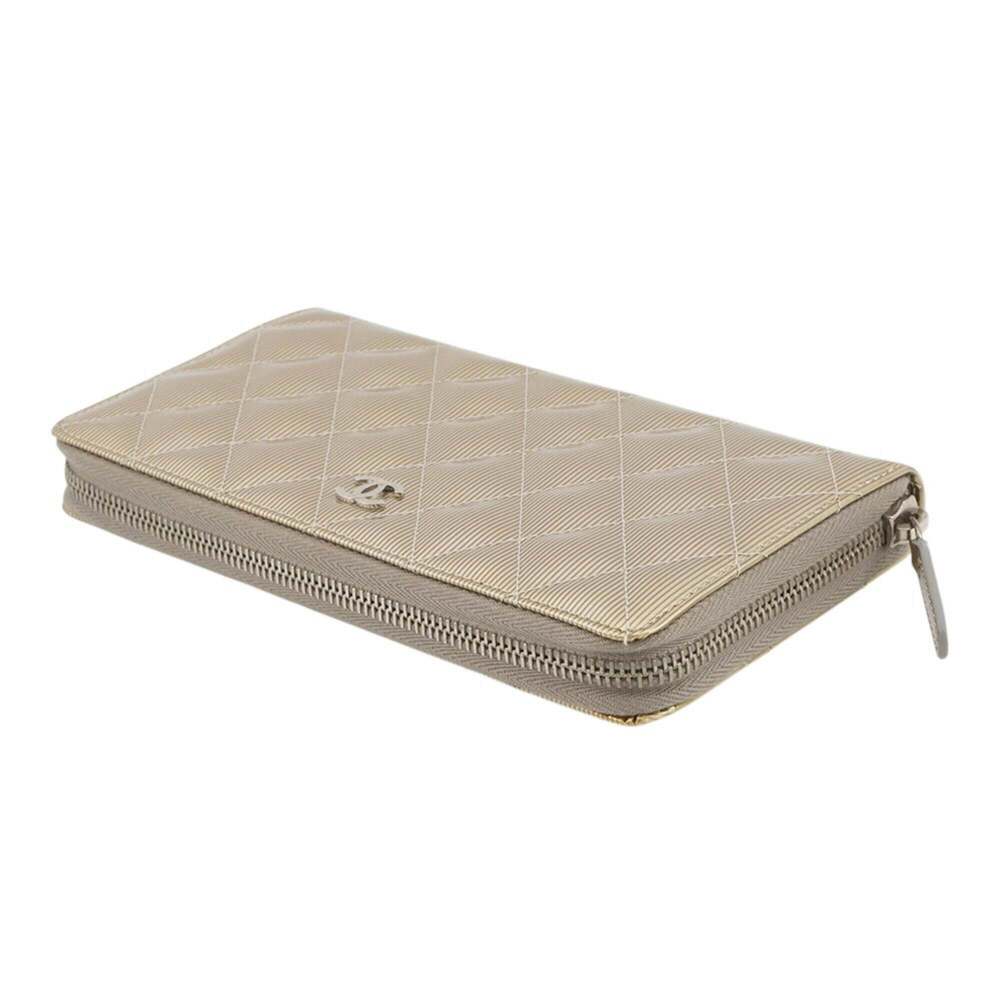 CHANEL Gold Leather Logo Wallet - Picture 2 of 16